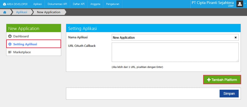 Pendaftaran Aplikasi API AOL