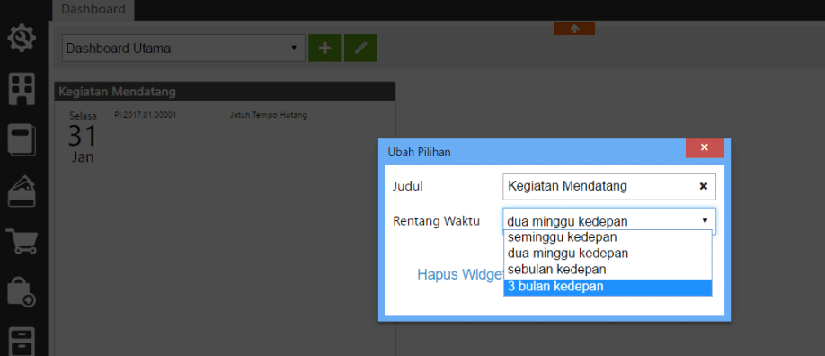 widget 4 kegiatan mendatang pada accurate online 4